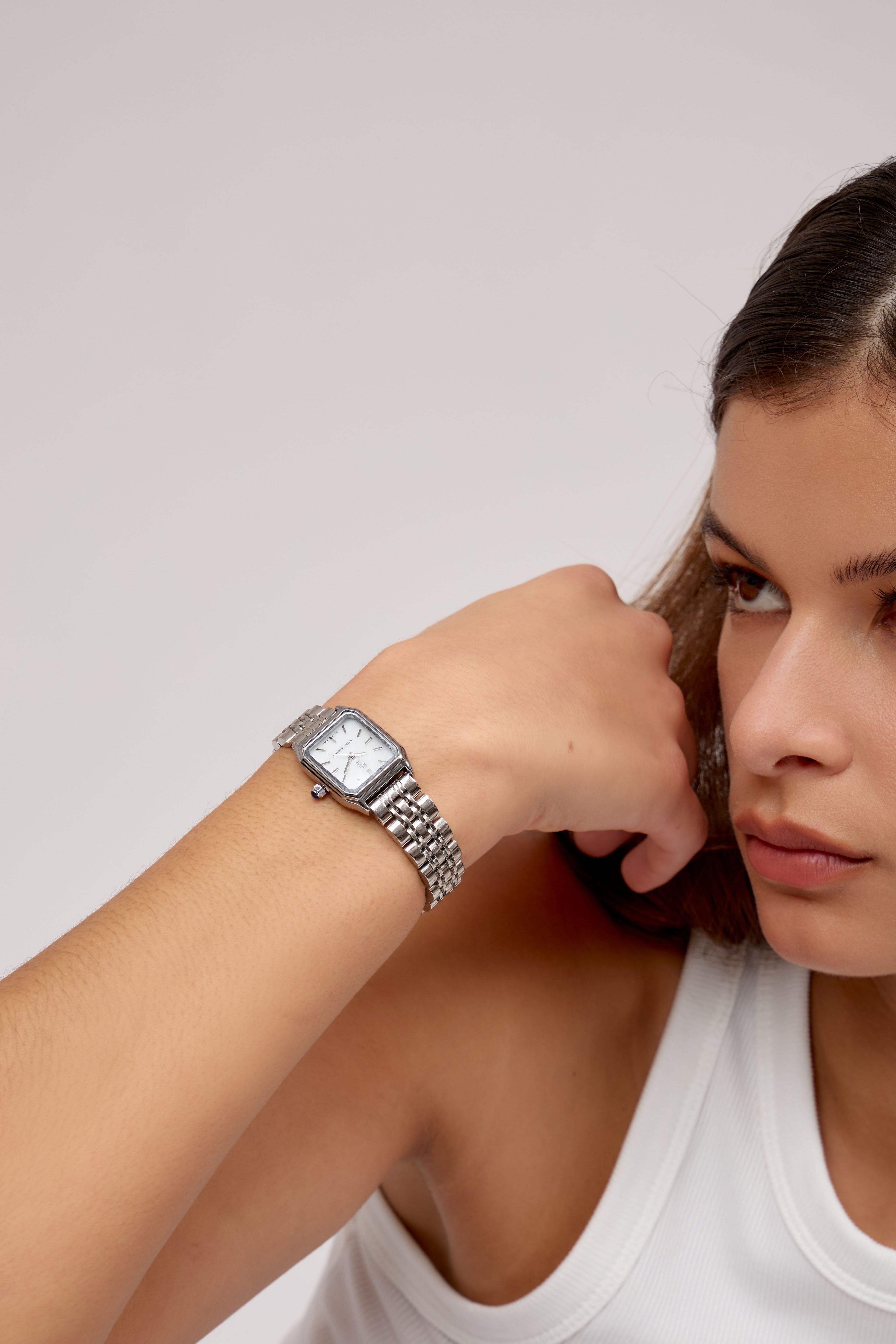 GG Luxe Watch Clémence Montre argentée rectangulaire • Boutique Officielle GG Luxe