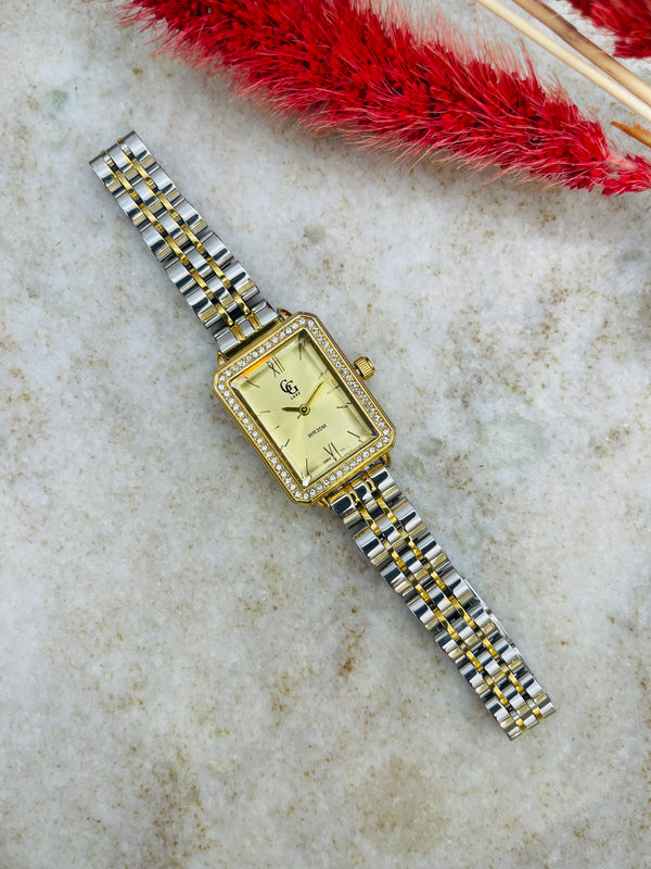Selenia Bicolore – Cadran Doré, Bracelet Argent & Or