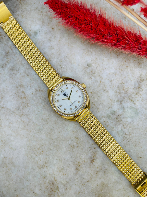 Lucéa Doré – Cadran Blanc, Bracelet Doré