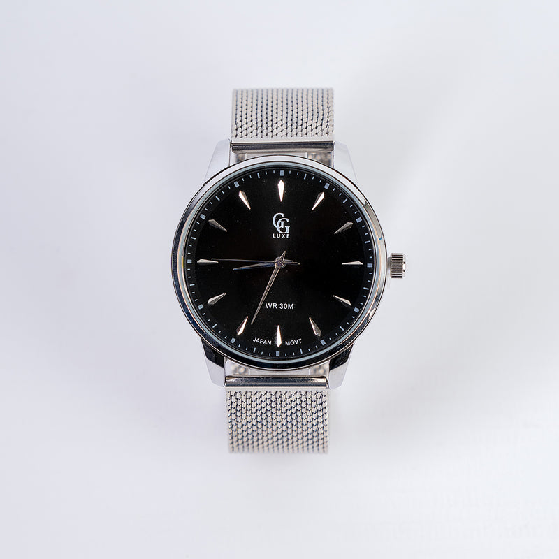 MONTRE STEVE SILVER NOIR